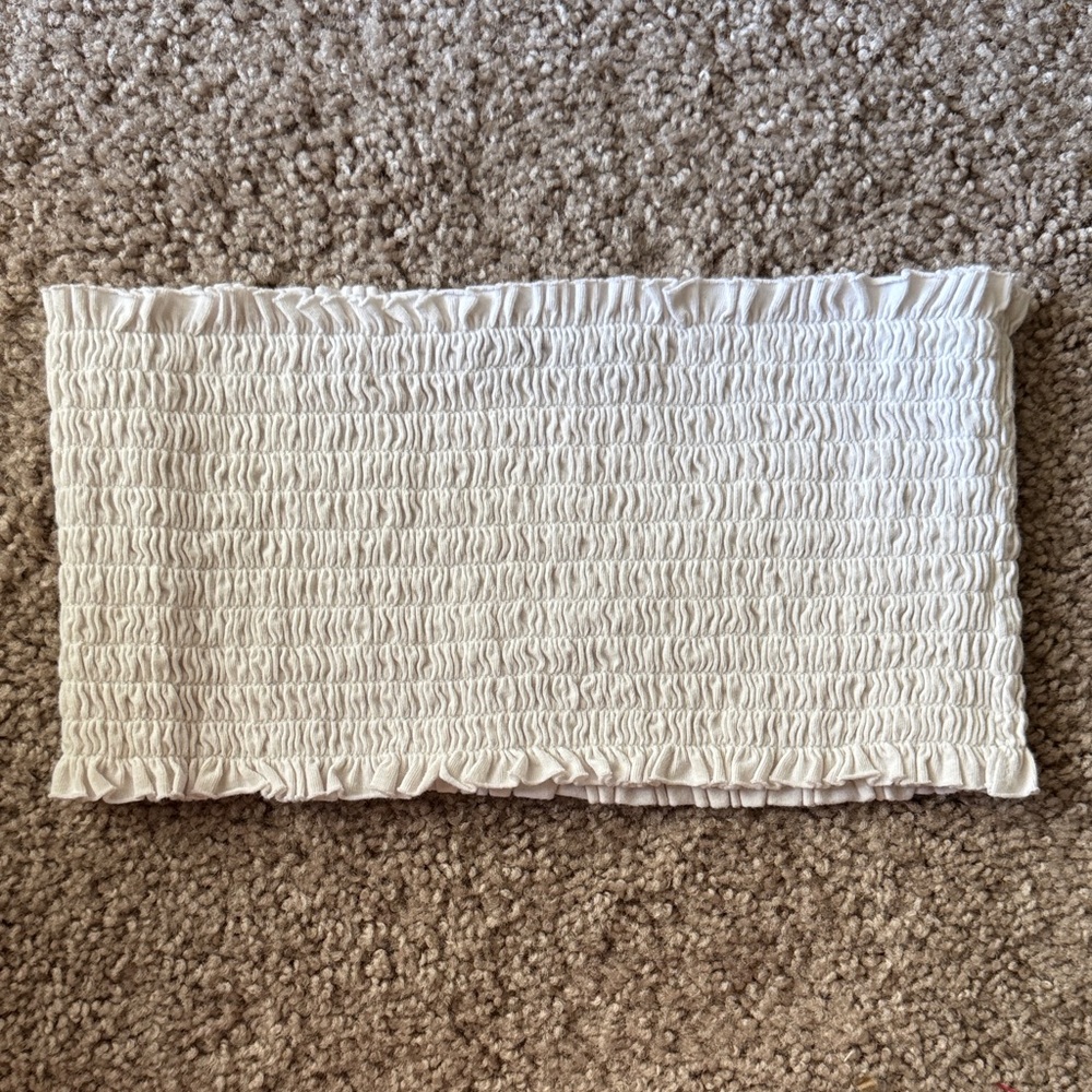 Brandy Melville Cream Smocked Top
